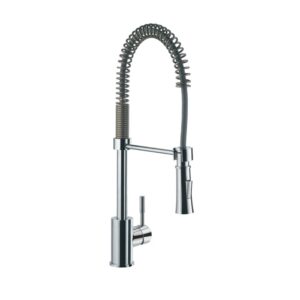 FLO2 SINGLE LEVER SPRING PULLDOWN SINK MIXER WITH SPRAY & AERATED FLOW SPRAYHEAD WITH 375MM LONG BRAIDED HOSES